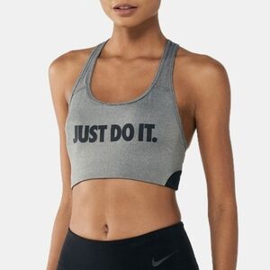 Nike Pro Women’s Gray Classic Swoosh Sports Bra "Just Do It"